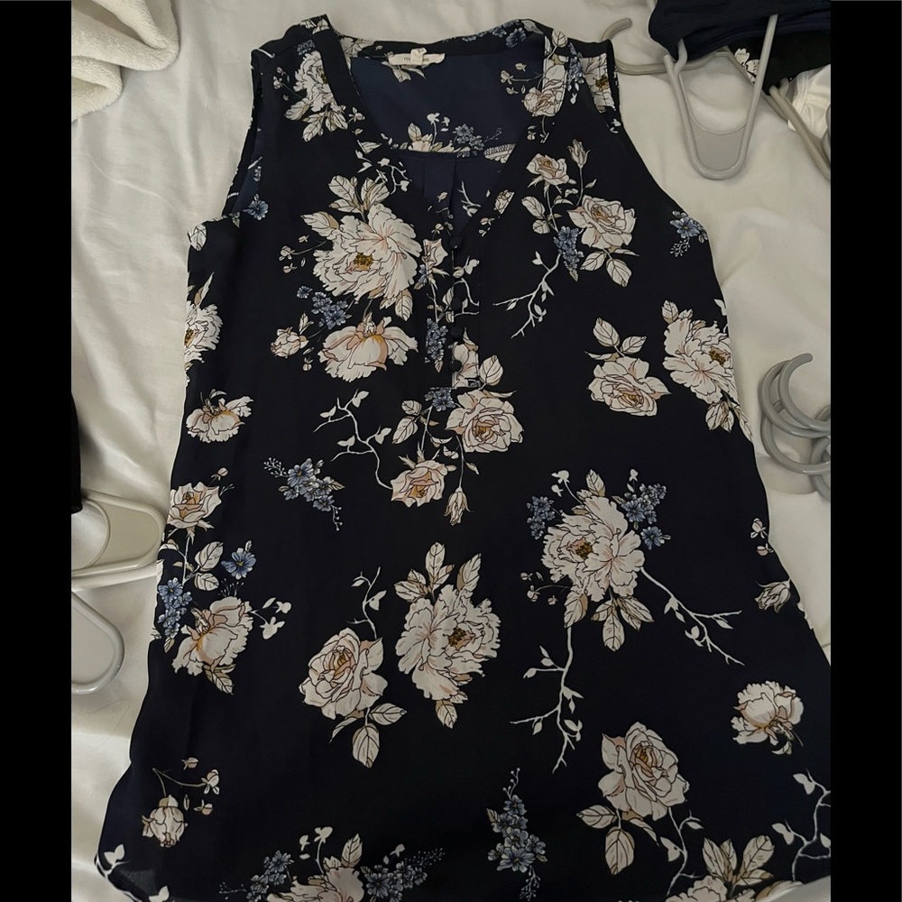 Navy blue floral blouse